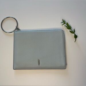 Thacker Gable Ring Leather Pouch Wristlet/Clutch Light Blue